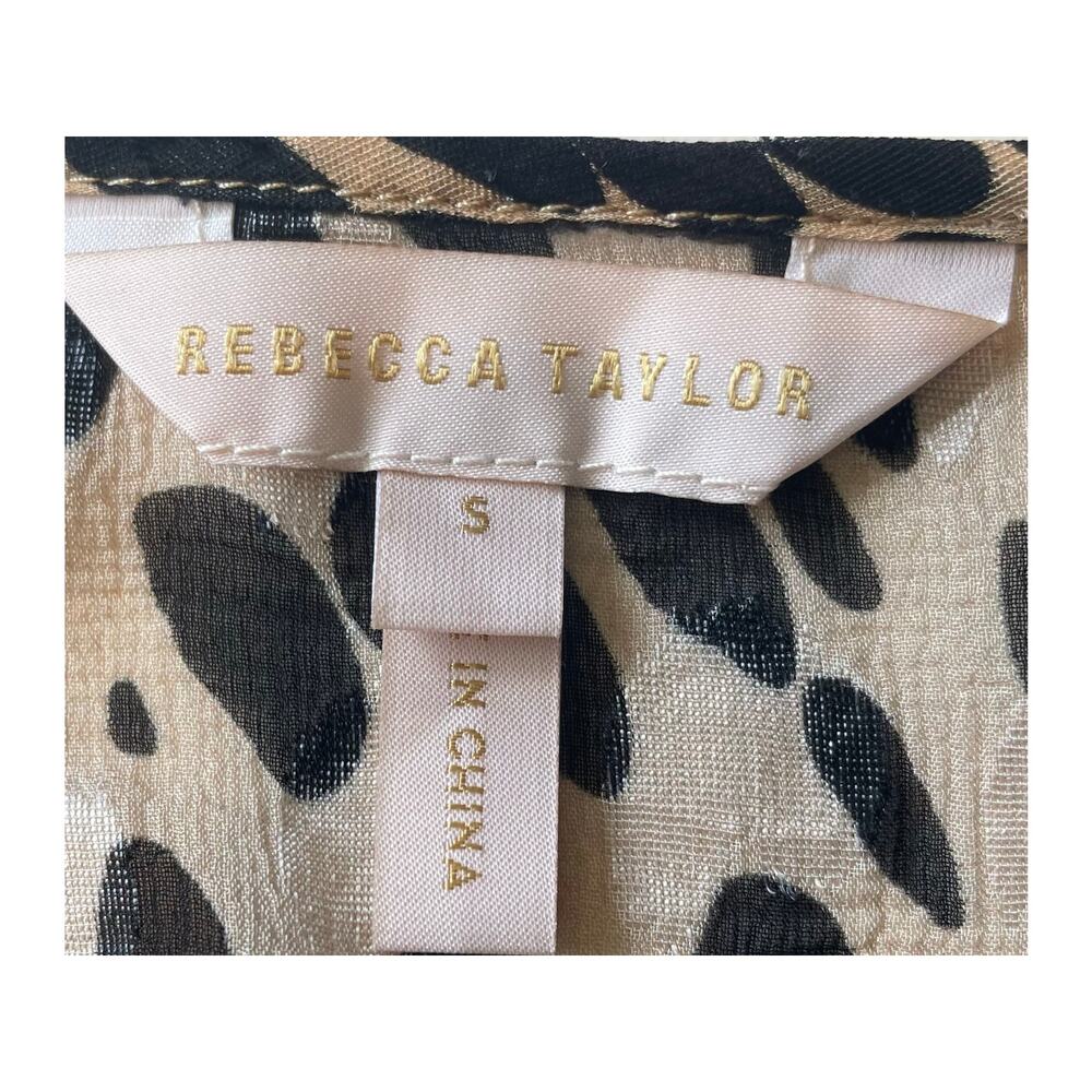 Rebecca Taylor Blouse Sz S Silk Blend Animal Print Semi-Sheer Half Sleeves - Picture 3 of 12